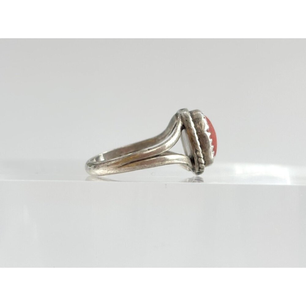 Carnelian Accented Split Shank Sterling Silver 925 Vintage Ring - sz 5.75 - Picture 4 of 14
